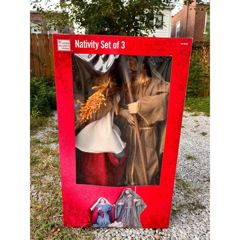 Home Accents Holiday Indoor 3 Pc Nativity Set 36" Holy Family Christmas w/ box